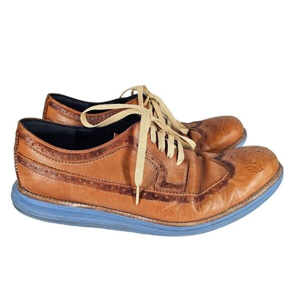 Cole Haan Men's Lace Up Wingtip Oxfords Tan 13 - Picture 1 of 9